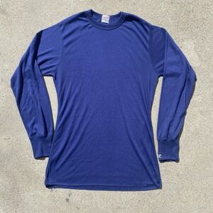 Vintage 70s Duofold Navy Blue Undershirt Thermal Medium